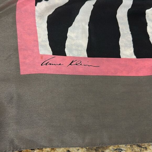 Anne Klein Vintage Hand Rolled Zebra Print Square Scarf - Picture 3 of 4
